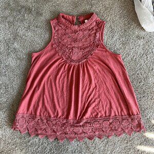 xhilaration high neck crochet tank top - L